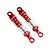 Two red anodized metal RC shock absorbers with silver springs against a plain white background.