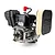 Studio product shot of a Losi FJ350 petrol engine featuring an air filter, clutch, and black muffler on a clean white background.