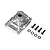 Losi aluminium clutch mount with pre-installed bearings, four washers, and four screws on white background.