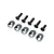 Losi 21.5 engine mount insert set consisting of five silver metal inserts and five black screws on white background.