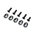 Losi 22/67 engine mount insert set consisting of five metal offset inserts and five matching black screws on a white background.