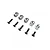 Losi 18.5/67 Engine Mount Insert Set consisting of five silver metal inserts and five black screws on a white background.
