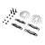 Losi brake disc pad set including metal brake discs, pads with friction material, springs, screws, and nuts on a white background.