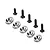 Losi 21/67 engine mount insert set consisting of five metal inserts and five black screws on a white background.