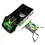 Losi 1/10 22S DLM painted body shell in black and green with racing decals on a white background.