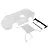 Losi 1/10 22S DLM clear unpainted body shell with separate roof piece, black wing, and hardware set on a white background.