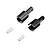 Losi differential outdrive set containing two black metal outdrive cups and two silver pins on a white background.