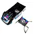 Losi 1/10 22S DLM painted body shell in black, blue, and pink with matching rear wing component on a white background.
