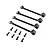 Losi black support strut set featuring four plastic support struts and eight mounting screws on a white background.