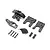 Losi Centre Diff Mount Set displayed on a clean white background, including molded plastic brackets, guards, and screws.