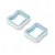 Two square foam air filter elements with white and light blue layers against a clean white background.