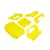 Losi complete roll cage panel set in flo yellow arranged on a white background.