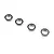 Four Losi rubber-shielded ball bearings arranged in a diagonal line on a clean white background.