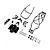 Losi complete roll cage set laid out on a white background, including cage pieces, interior components, screws, and hardware.