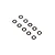 Ten small metal flat washers arranged in two parallel rows against a plain white background.