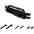 A black plastic RC car front bumper with three pairs of matching screws against a clean white background.