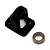 A black plastic centre driveshaft brace and a small metal ball bearing against a plain white background.