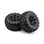 Two black RC truggy wheels and tyres with aggressive tread patterns mounted on multi-spoke rims against a white background.