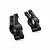 Two black molded plastic RC rear hubs shown against a clean white studio background.