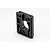 Black plastic motor plate for MJX RC vehicle featuring structural ribbing and a central opening on a white background.