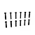 Twelve black button head screws arranged in two parallel rows on a plain white background.