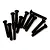 A group of twelve black coarse thread button head screws arranged on a plain white background.