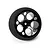 Spektrum black aluminium wide circle transmitter wheel with foam grip against a plain white background.