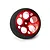 Spektrum red aluminium wide circle transmitter wheel featuring a black foam grip on a clean white background.