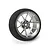 Spektrum gunmetal grey aluminium wide spoke transmitter wheel with a black foam tyre against a clean white background.