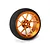 Spektrum orange aluminium wide spoke transmitter wheel with a black foam tyre on a white background.