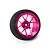 Spektrum wide spoke RC transmitter wheel with a bright pink metallic rim and a thick black foam grip on a white background.