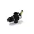 Kyosho slide carburettor assembly featuring black body, silver accents, and brass fuel nipple against a white background.
