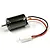 Kyosho Le Mans DM20BB brushed electric RC motor in gunmetal finish with attached black and red wires and white connector.