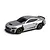 Studio shot of silver HPI Nano-TTR Ford Mustang Spec 5 RC car with bronze wheels on a white background.