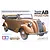Tamiya 1/35 scale Toyota Model AB Phaeton staff car plastic model kit box art showing a brown vintage car with a driver.