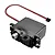 Studio product shot of an MJX RC micro metal geared steering servo featuring an exposed transparent gear train and connector wire.