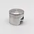 A silver metal RC engine piston against a clean white studio background.