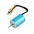 UDI RC 2435 3900KV brushless motor with attached black wires and gold bullet connectors on a white background.