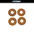 Four copper-coloured RC Maker chassis roll centre washers arranged in a square on a white background with a brand logo at the top.