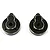 Two black and brass rear portal hub covers shown against a plain white background.