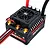 Rocket RC 160A brushless electronic speed controller with cooling fan, gold connectors, and red and black wires against a white background.