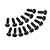 Fifteen black countersunk Phillips head screws displayed against a plain white background.