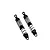 Two complete adjustable RC shock absorbers with black springs and caps against a plain white background.