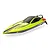 Atrek Rogue RC speed boat in green with black canopy, graphics, and visible rear LED lights against a white background.