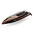 Atrek Stealth 25 inch brushless RC speed boat in black with orange racing stripes on a white background