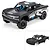 Pro-Line 2019 Chevy Silverado Trophy Truck matte black painted body shell mounted on an RC short course truck against a white background.