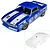 Pro-Line 1968 Chevy Camaro body shell shown painted blue with racing decals, alongside an inset of the unpainted clear version.