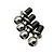Studio product shot of four polished silver-coloured metal male ball studs arranged diagonally on a plain white background.