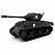 Taigen 1/16 scale M4A3 Sherman RC tank in dark grey with white star markings and long 76mm barrel against a white background.