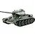 Studio product view of the Taigen Soviet Union T-34/85 RC tank with green camouflage and printed markings on a white background.